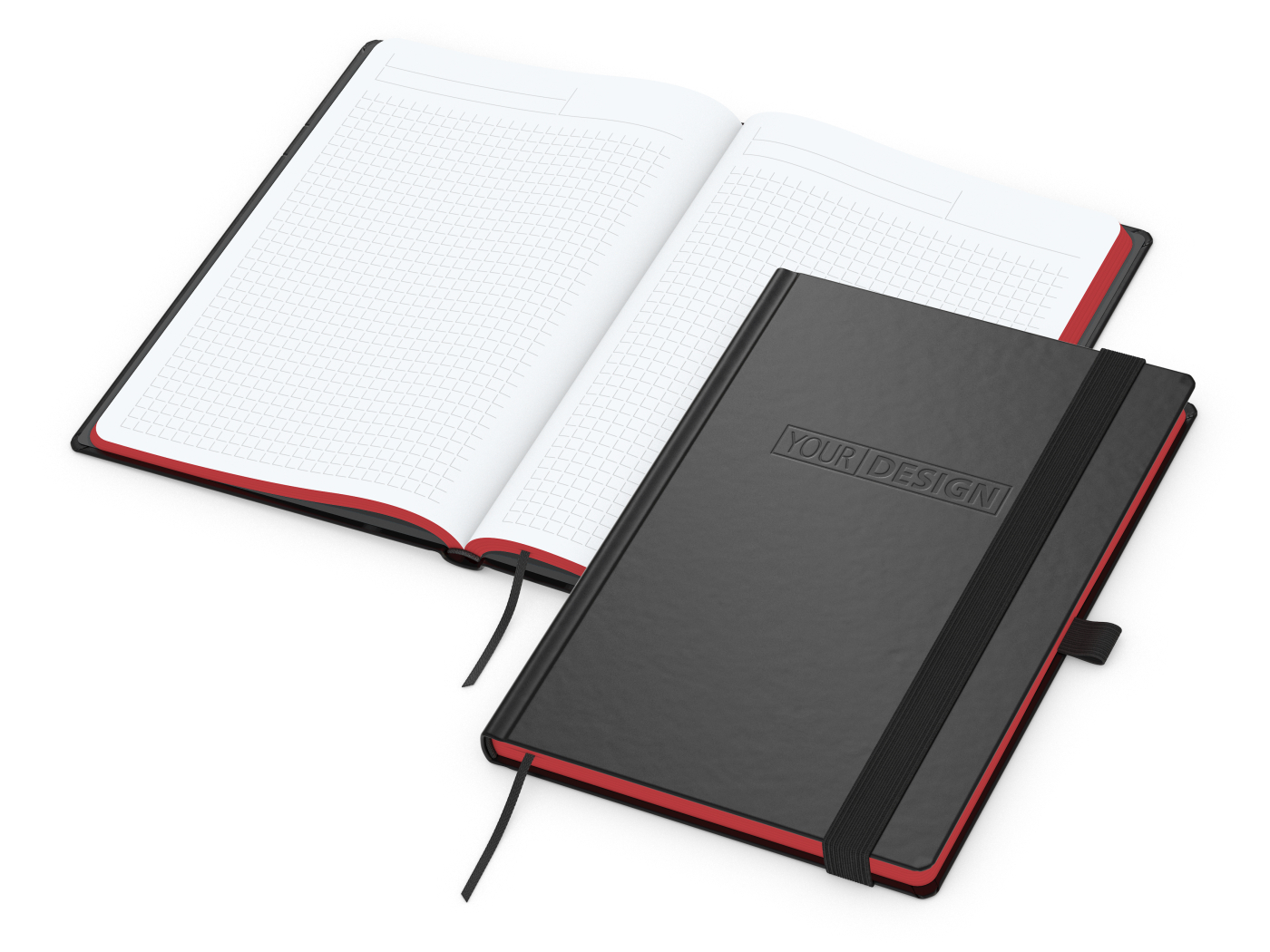 Notizbuch Hardcover Color-Book Ausstattung farbig, DIN A5, Lineatur Winkelkaro, Blindprägung inkl.