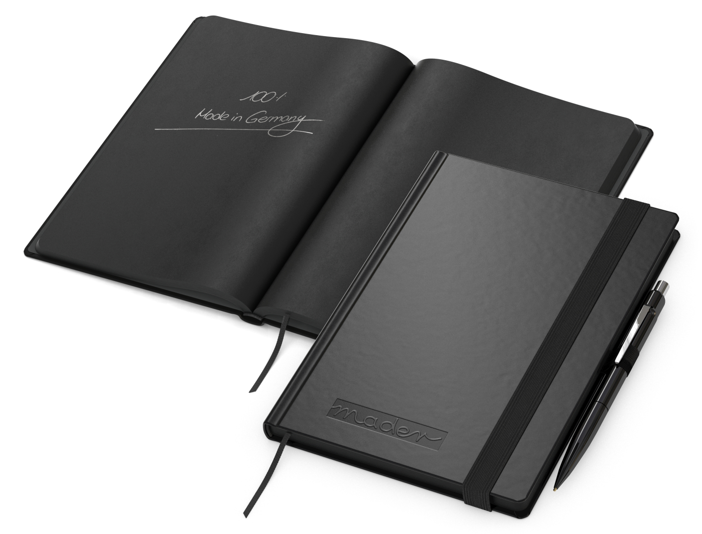 Notizbuch Hardcover Night-Book Seiten schwarz A5, Blindprägung inkl.