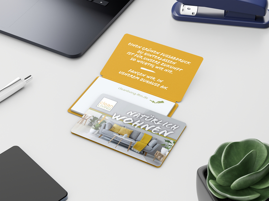 Haftnotizblock Multi-Card Format klein Umschlag mikroperforiert, Haftzettel-Gestaltung individuell, Umschlag-Oberfläche glänzend