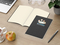 Notizbuch Copy-Book Seiten cremefarben Naturkarton-Softcover farbig, DIN A5, Lineatur Punktraster, Siebdruck-Digital inkl.