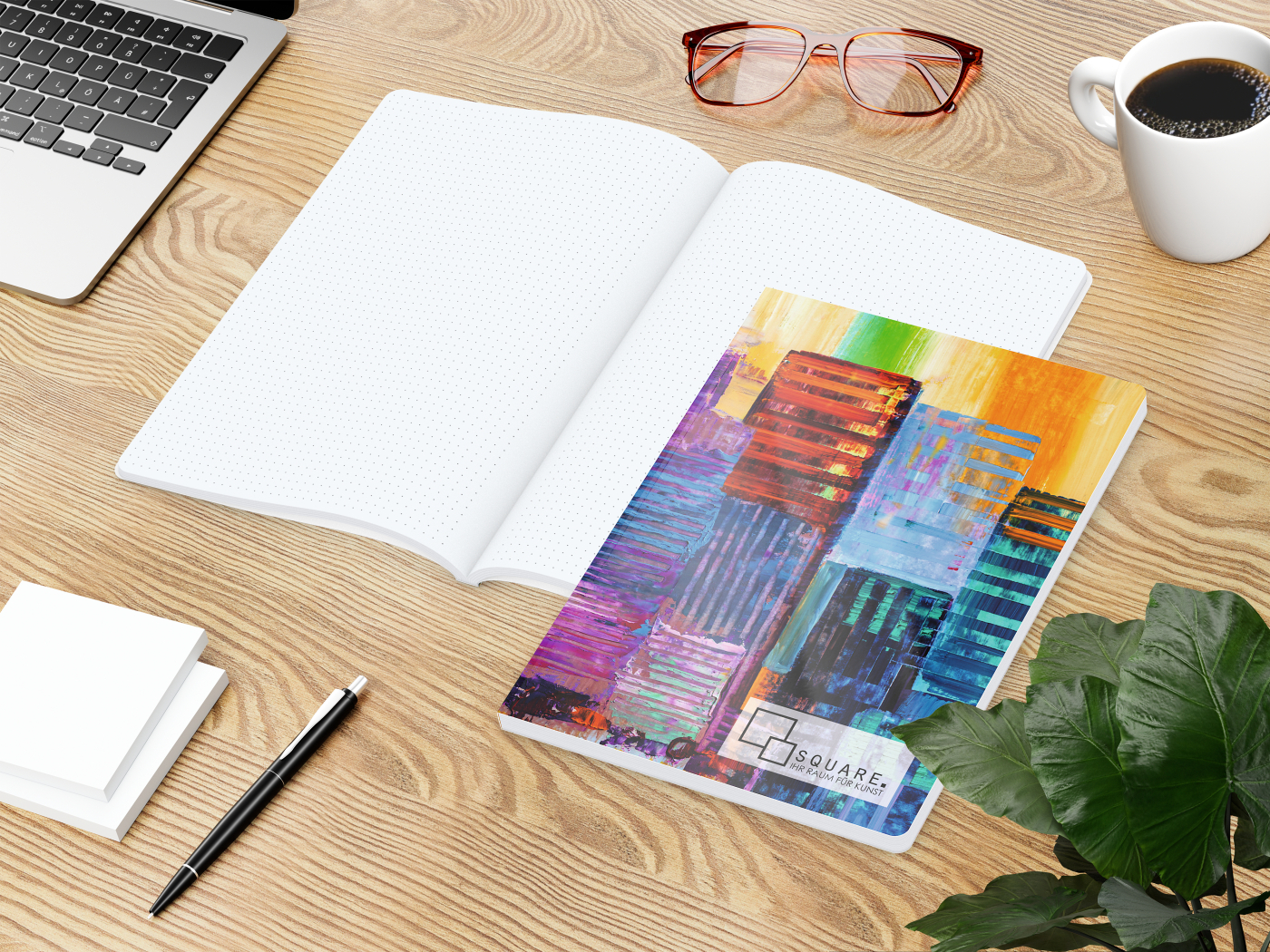 Notizbuch Flexx-Book Umfang groß Karton-Softcover individuell bedruckt, DIN A5, Lineatur Punktraster, Einband-Material Karton matt
