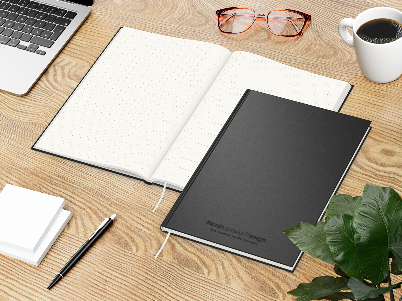 Notizbuch Note-Book RECYCLING Ecken spitz Naturpapier-Hardcover schwarz, DIN A4, Lineatur Punktraster