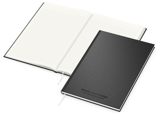 Notizbuch Note-Book RECYCLING Ecken spitz Naturpapier-Hardcover schwarz, DIN A4, Lineatur Winkelkaro