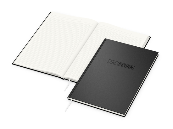 Notizbuch Note-Book RECYCLING Ecken spitz Naturpapier-Hardcover schwarz, DIN A4, Lineatur Winkelkaro