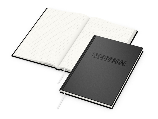 Notizbuch Note-Book RECYCLING Ecken spitz Naturpapier-Hardcover schwarz, DIN A5, Lineatur Punktraster