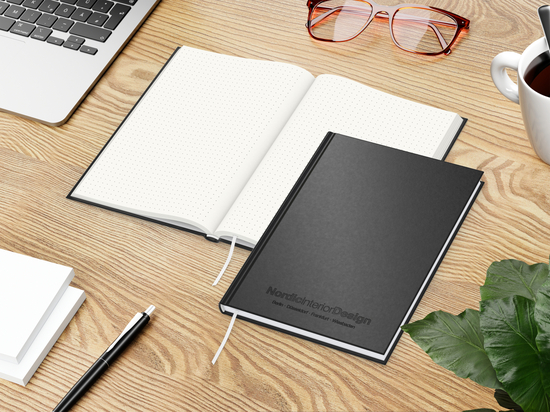 Notizbuch Note-Book RECYCLING Ecken spitz Naturpapier-Hardcover schwarz, DIN A5, Lineatur Punktraster