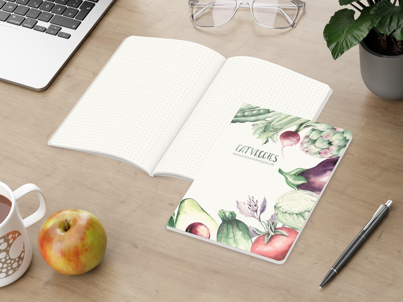 Notizbuch Copy-Book RECYCLING Naturkarton-Softcover individuell bedruckt, DIN A5, Lineatur Punktraster