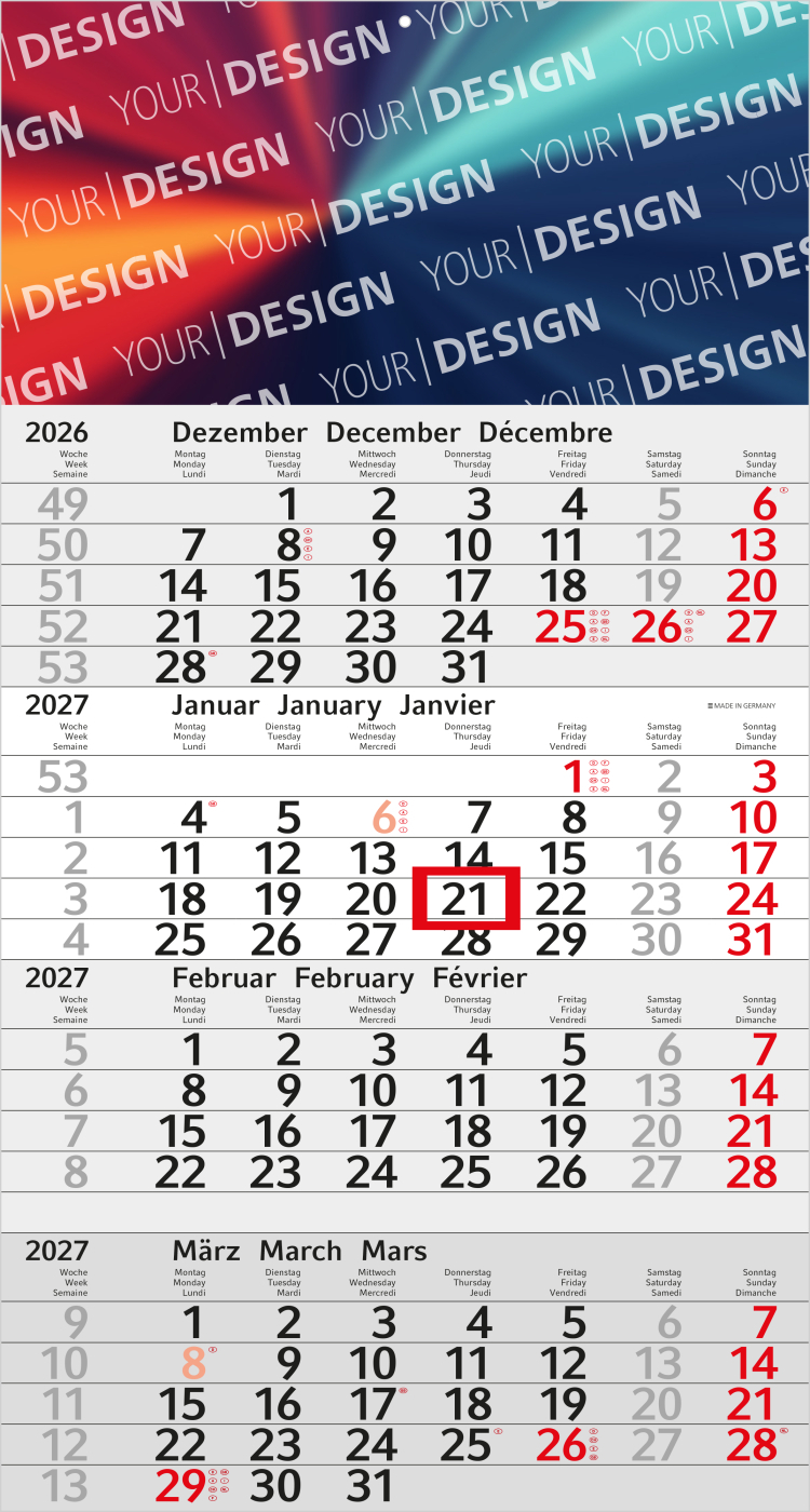 4-Monatskalender Einblatt Budget 4 Schrift modern