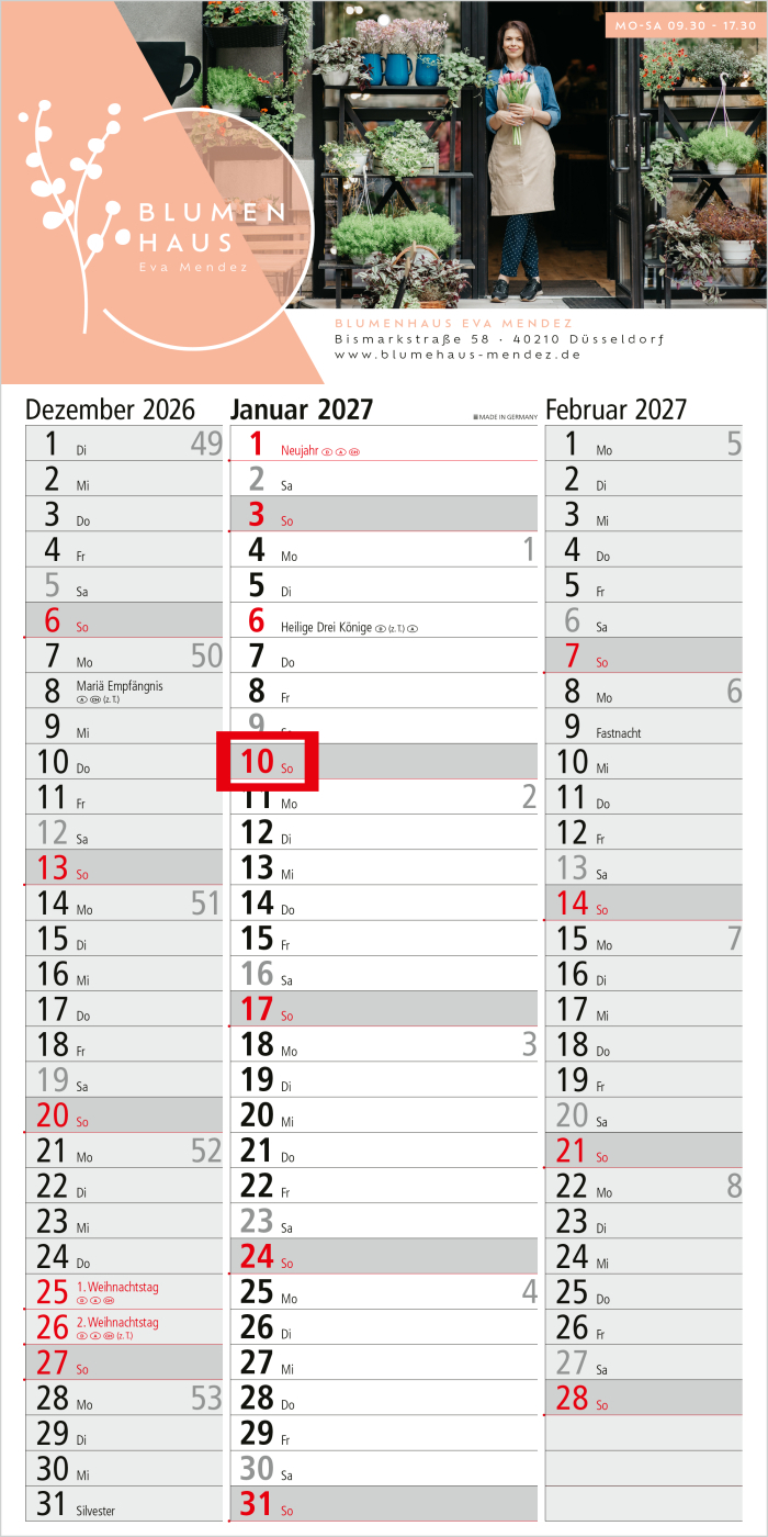 3-Monatskalender Einblatt Spectrum 3 Streifenkalender 3 Monate