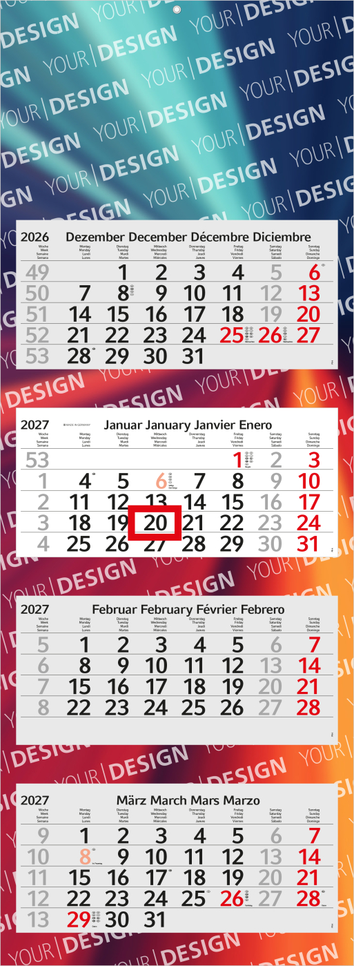 4-Monatskalender Mehrblock Profil 4 EXPRESS Schrift modern