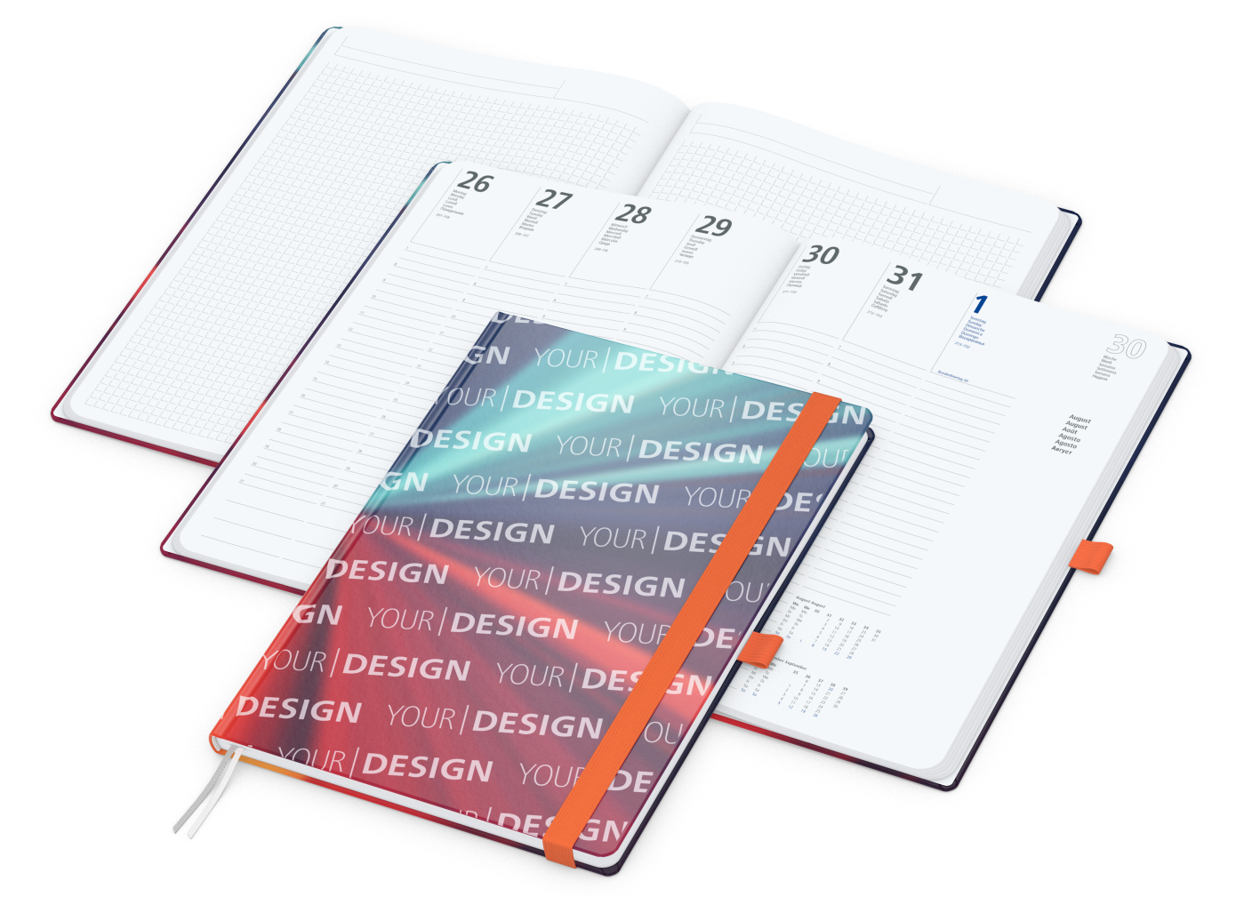 Wochenkalender vorne + Notizen hinten Match-Hybrid Papier-Hardcover, DIN A4, Einband-Material Papier glänzend