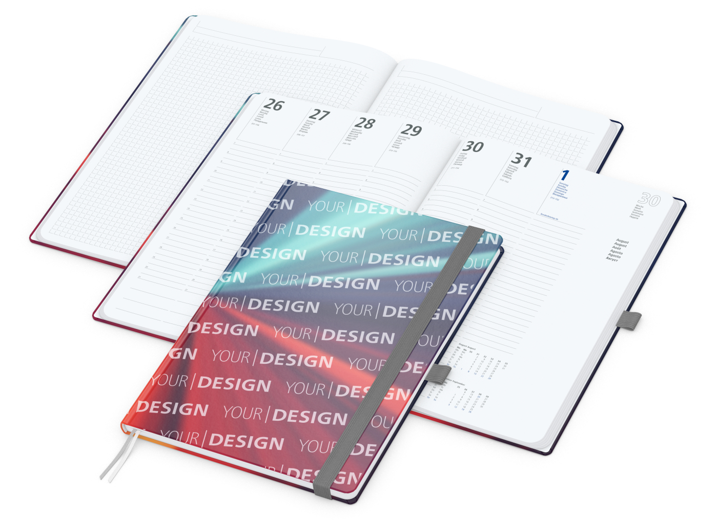 Wochenkalender vorne + Notizen hinten Match-Hybrid Papier-Hardcover, DIN A4, Einband-Material Papier glänzend