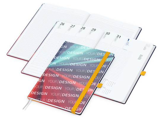 Wochenkalender vorne + Notizen hinten Match-Hybrid Papier-Hardcover, DIN A4, Einband-Material Papier glänzend
