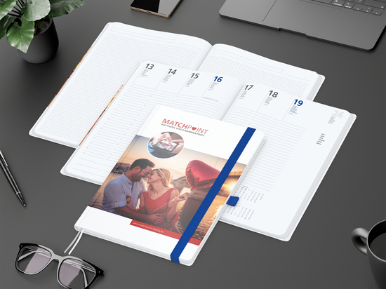 Wochenkalender vorne + Notizen hinten Match-Hybrid Papier-Hardcover, DIN A4, Einband-Material Papier matt