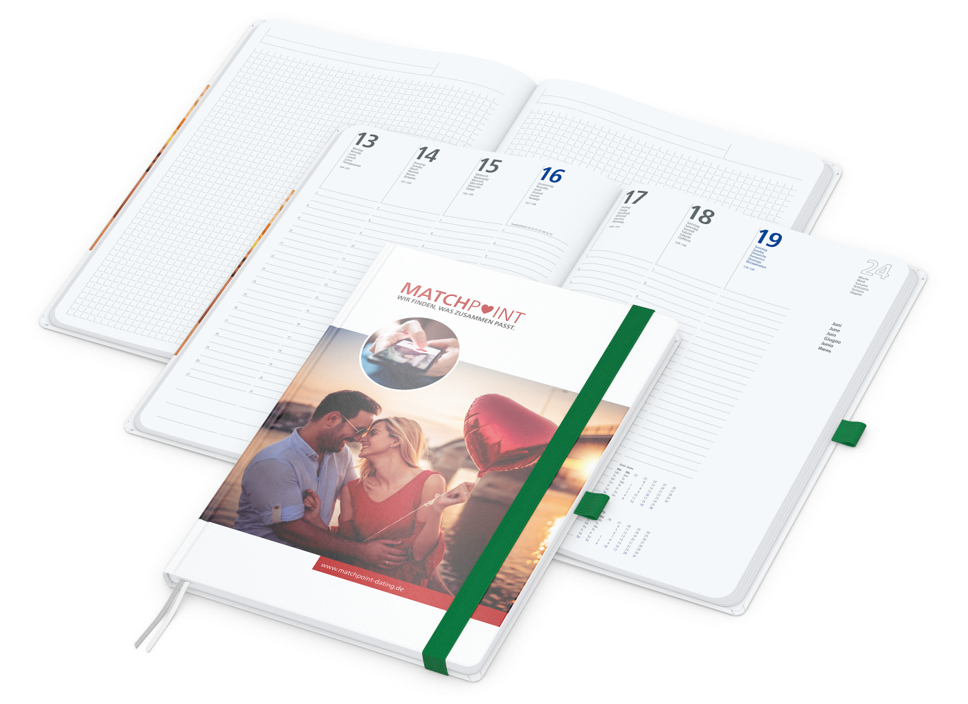 Wochenkalender vorne + Notizen hinten Match-Hybrid Papier-Hardcover, DIN A4, Einband-Material Papier matt