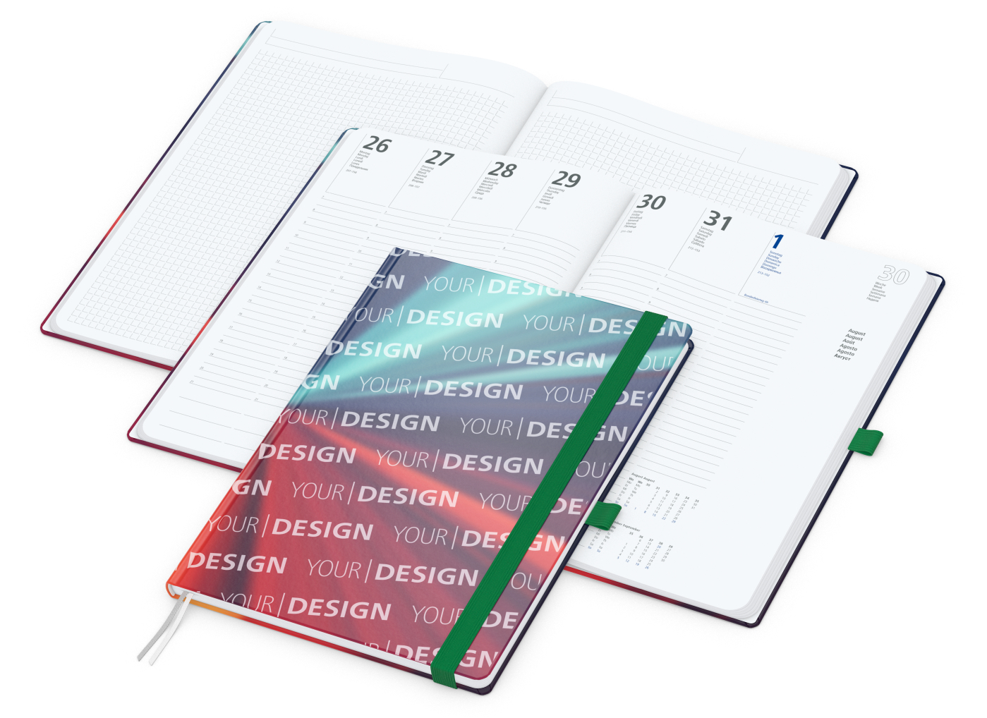 Wochenkalender vorne + Notizen hinten Match-Hybrid Papier-Hardcover, DIN A4, Einband-Material Papier matt