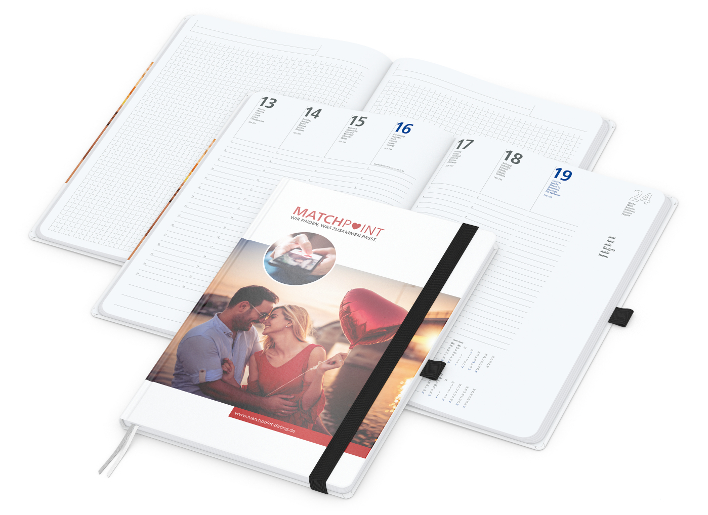 Wochenkalender vorne + Notizen hinten Match-Hybrid Papier-Hardcover, DIN A4, Einband-Material Papier matt