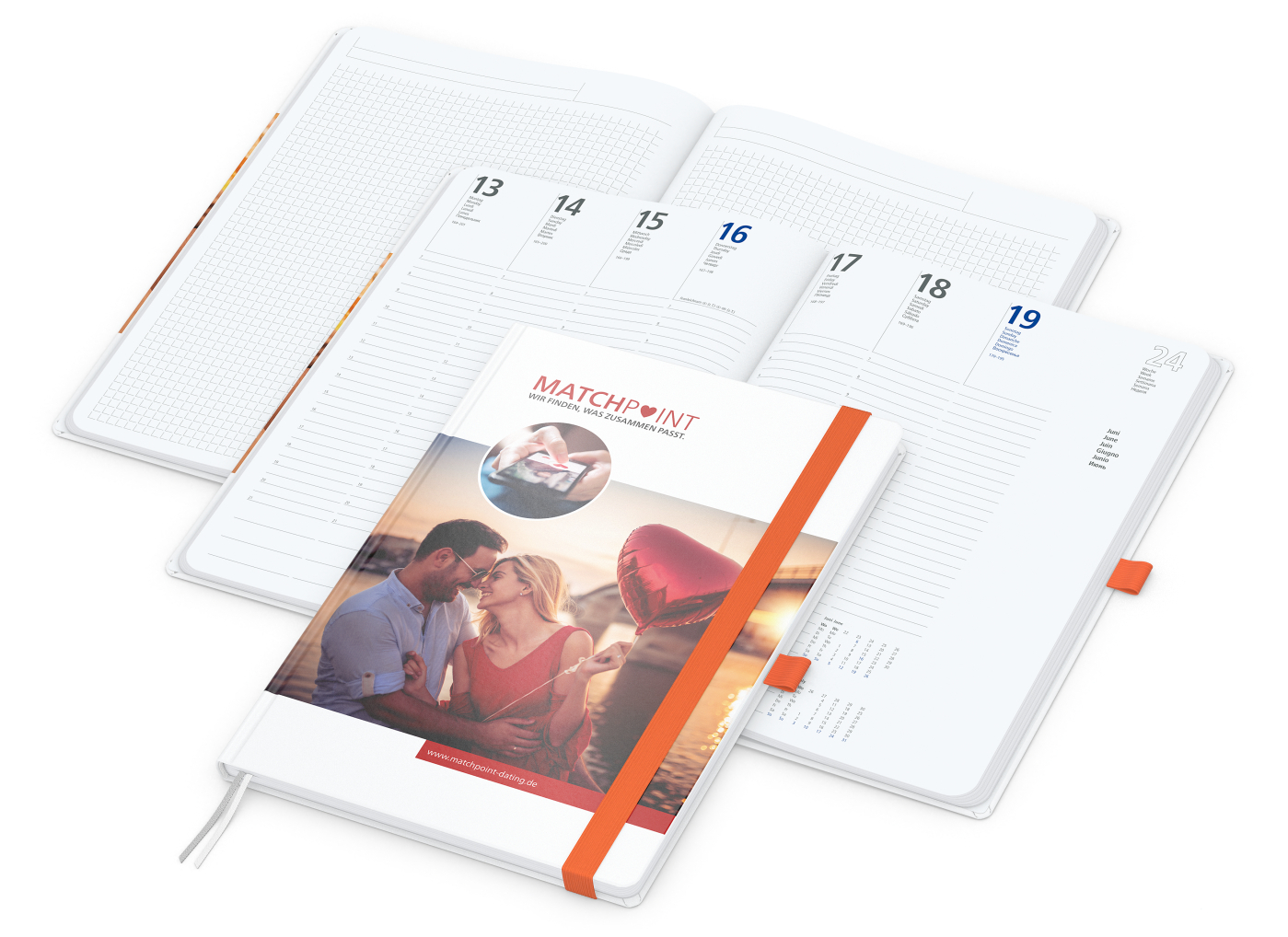 Wochenkalender vorne + Notizen hinten Match-Hybrid Papier-Hardcover, DIN A4, Einband-Material Papier matt