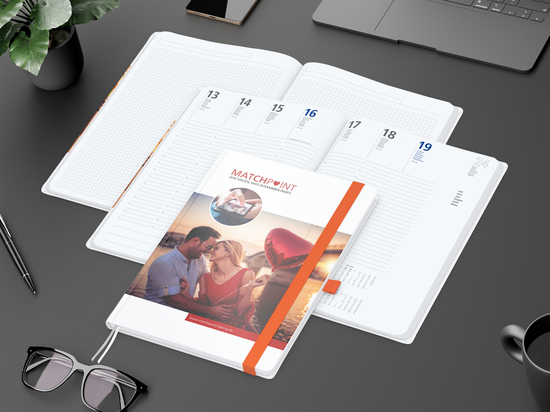 Wochenkalender vorne + Notizen hinten Match-Hybrid Papier-Hardcover, DIN A4, Einband-Material Papier matt