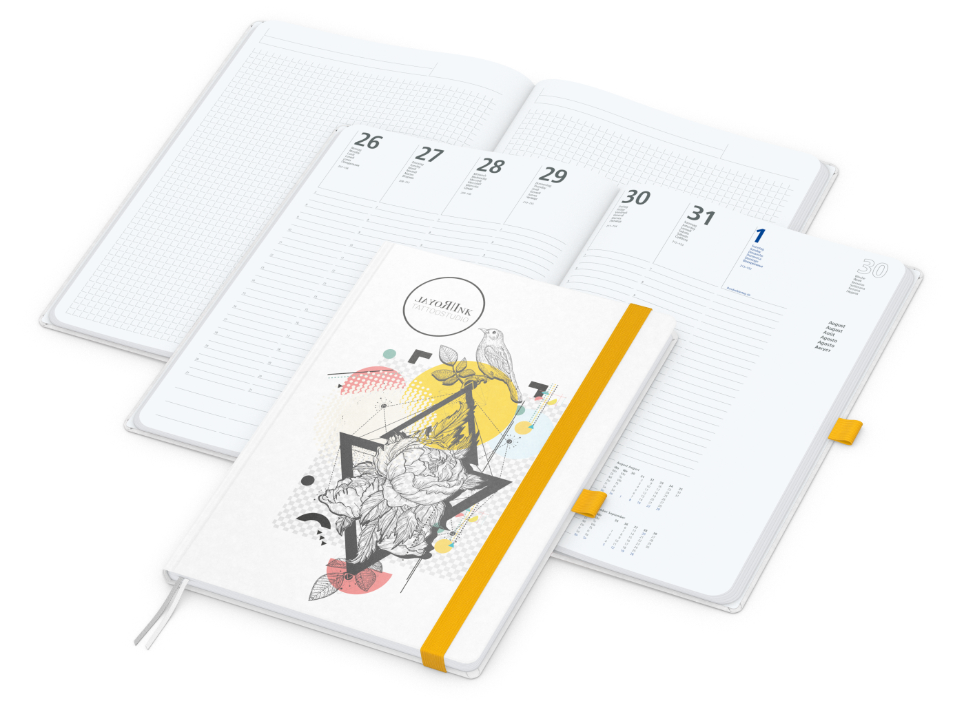 Wochenkalender vorne + Notizen hinten Match-Hybrid Papier-Hardcover, DIN A4, Einband-Material Naturpapier weiß