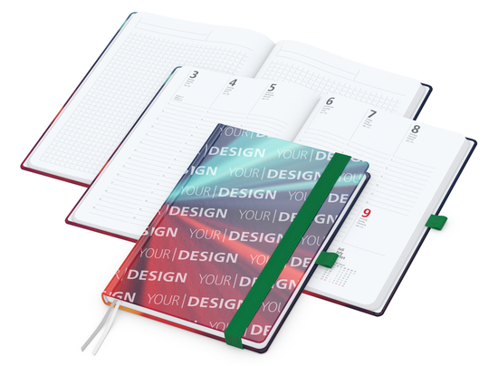 Wochenkalender vorne + Notizen hinten Match-Hybrid Papier-Hardcover, DIN A5, Einband-Material Papier glänzend