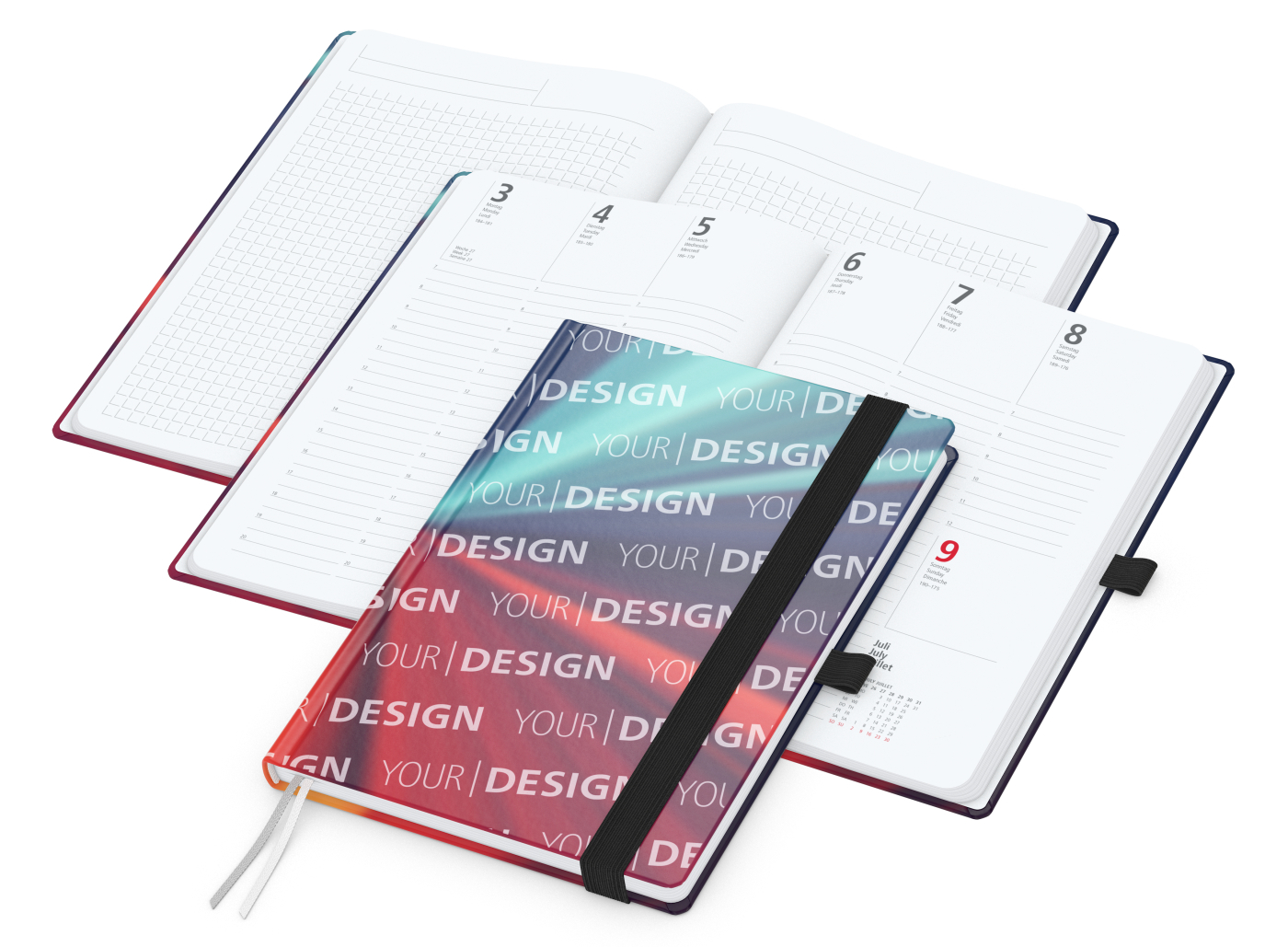 Wochenkalender vorne + Notizen hinten Match-Hybrid Papier-Hardcover, DIN A5, Einband-Material Papier glänzend