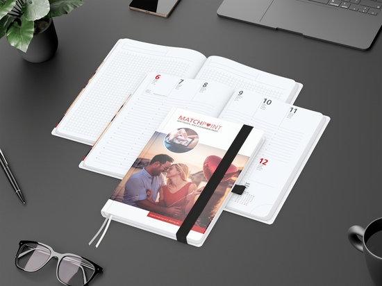Wochenkalender vorne + Notizen hinten Match-Hybrid Papier-Hardcover, DIN A5, Einband-Material Papier glänzend