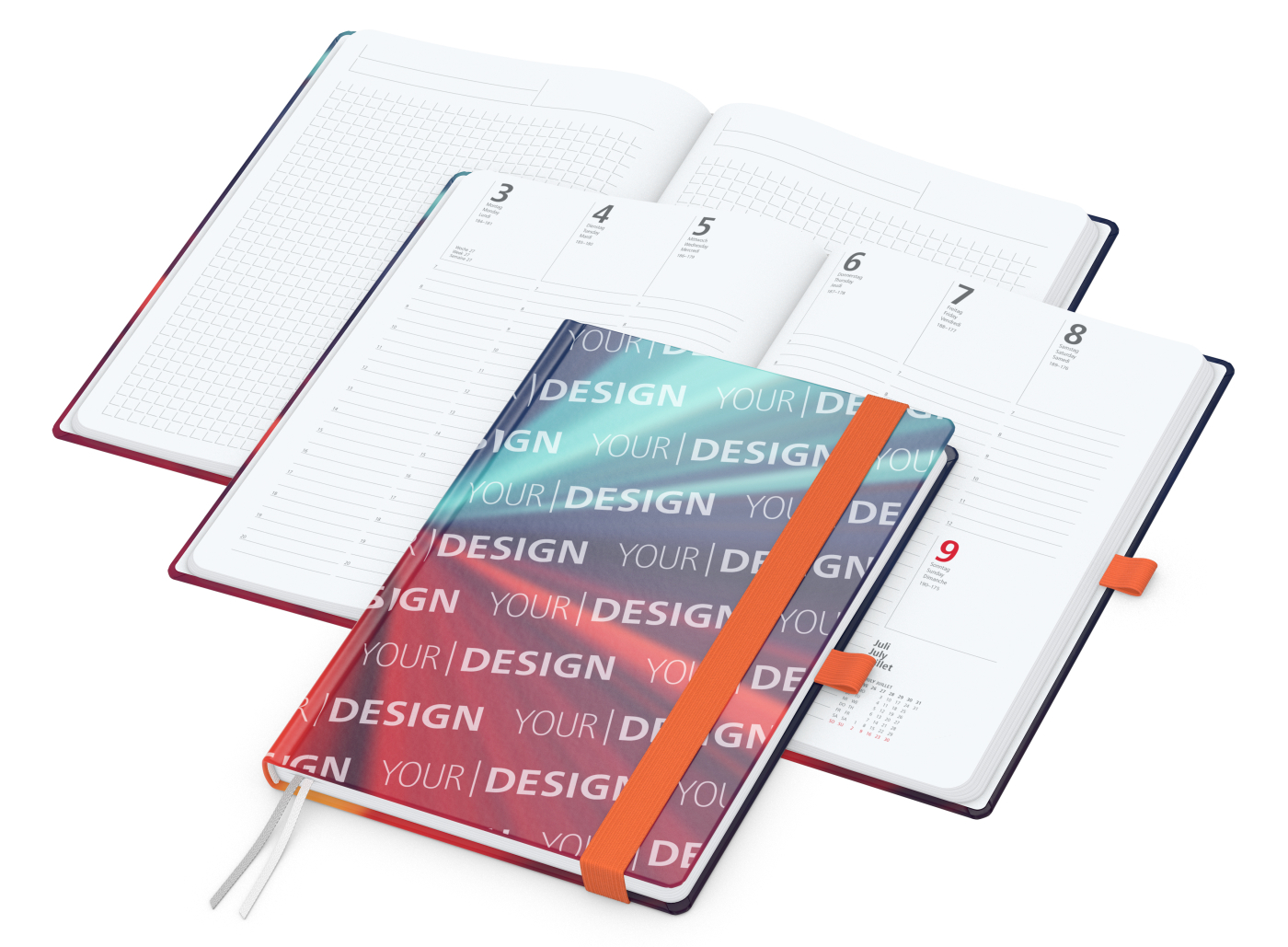 Wochenkalender vorne + Notizen hinten Match-Hybrid Papier-Hardcover, DIN A5, Einband-Material Papier glänzend