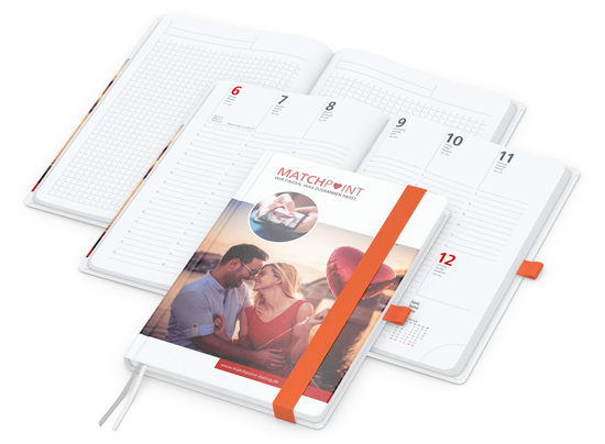 Wochenkalender vorne + Notizen hinten Match-Hybrid Papier-Hardcover, DIN A5, Einband-Material Papier glänzend