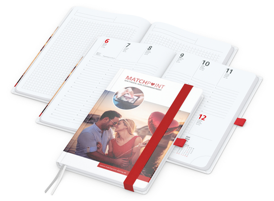 Wochenkalender vorne + Notizen hinten Match-Hybrid Papier-Hardcover, DIN A5, Einband-Material Papier glänzend