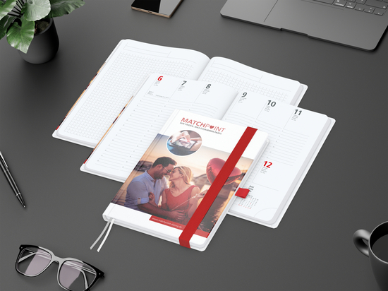 Wochenkalender vorne + Notizen hinten Match-Hybrid Papier-Hardcover, DIN A5, Einband-Material Papier glänzend