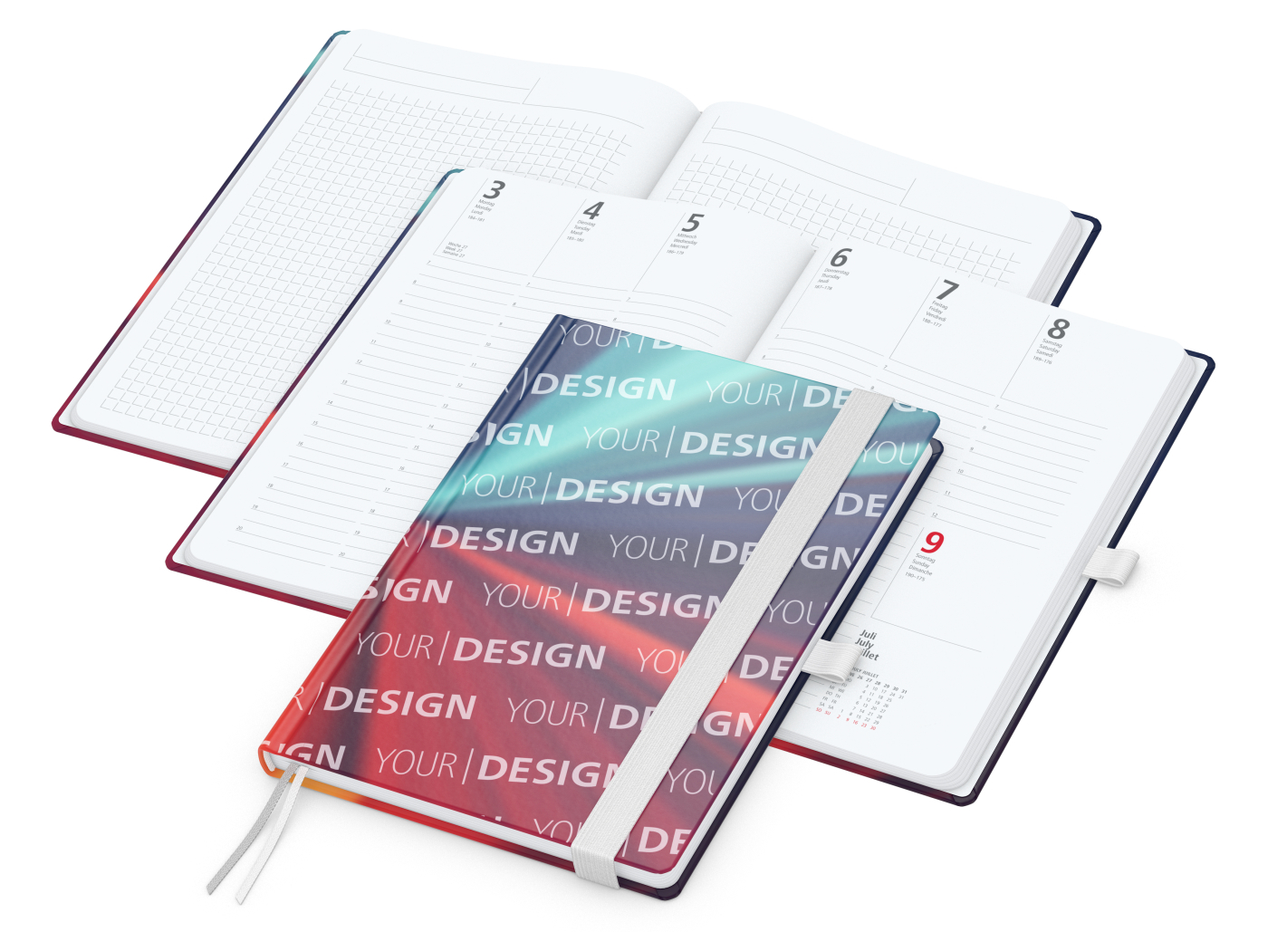 Wochenkalender vorne + Notizen hinten Match-Hybrid Papier-Hardcover, DIN A5, Einband-Material Papier glänzend