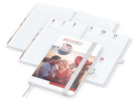 Wochenkalender vorne + Notizen hinten Match-Hybrid Papier-Hardcover, DIN A5, Einband-Material Papier glänzend