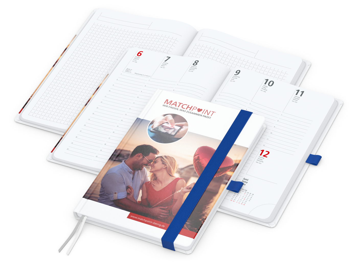 Wochenkalender vorne + Notizen hinten Match-Hybrid Papier-Hardcover, DIN A5, Einband-Material Papier matt