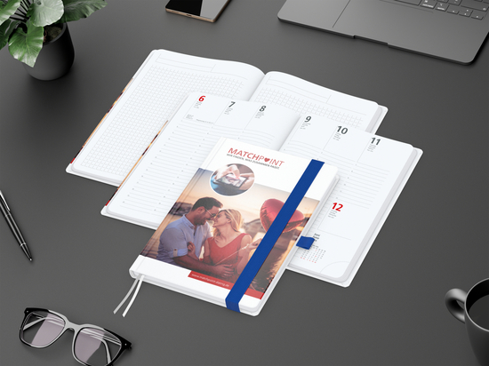 Wochenkalender vorne + Notizen hinten Match-Hybrid Papier-Hardcover, DIN A5, Einband-Material Papier matt
