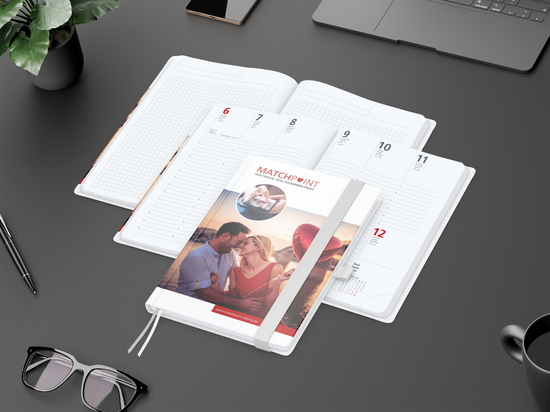 Wochenkalender vorne + Notizen hinten Match-Hybrid Papier-Hardcover, DIN A5, Einband-Material Papier matt