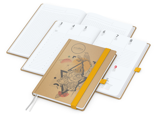 Wochenkalender vorne + Notizen hinten Match-Hybrid Papier-Hardcover, DIN A5, Einband-Material Naturpapier braun