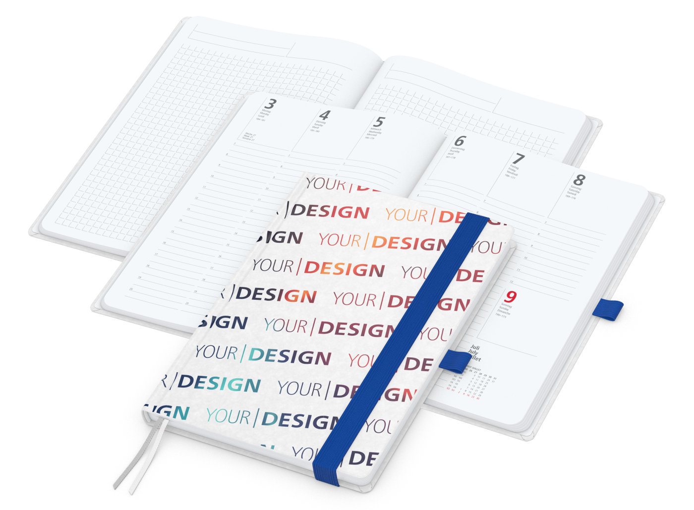 Wochenkalender vorne + Notizen hinten Match-Hybrid Papier-Hardcover, DIN A5, Einband-Material Naturpapier weiß
