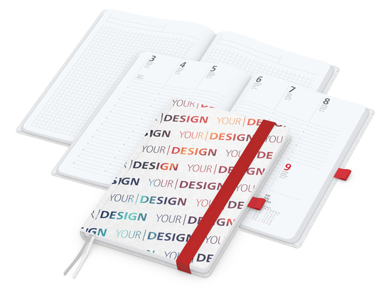 Wochenkalender vorne + Notizen hinten Match-Hybrid Papier-Hardcover, DIN A5, Einband-Material Naturpapier weiß