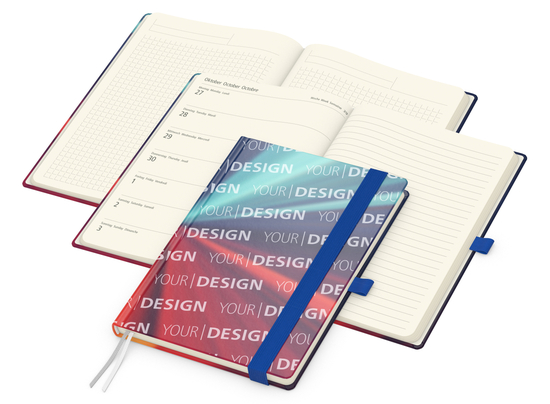 Wochenkalender links + Notizen rechts Match-Hybrid Papier-Hardcover A5, Einband-Material Papier glänzend