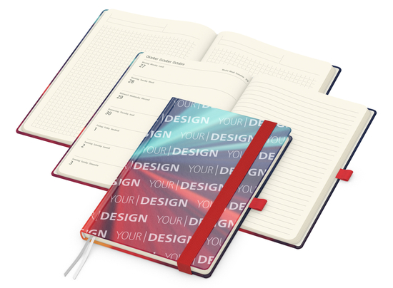 Wochenkalender links + Notizen rechts Match-Hybrid Papier-Hardcover A5, Einband-Material Papier glänzend
