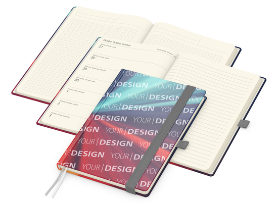 Wochenkalender links + Notizen rechts Match-Hybrid Papier-Hardcover A5, Einband-Material Papier glänzend