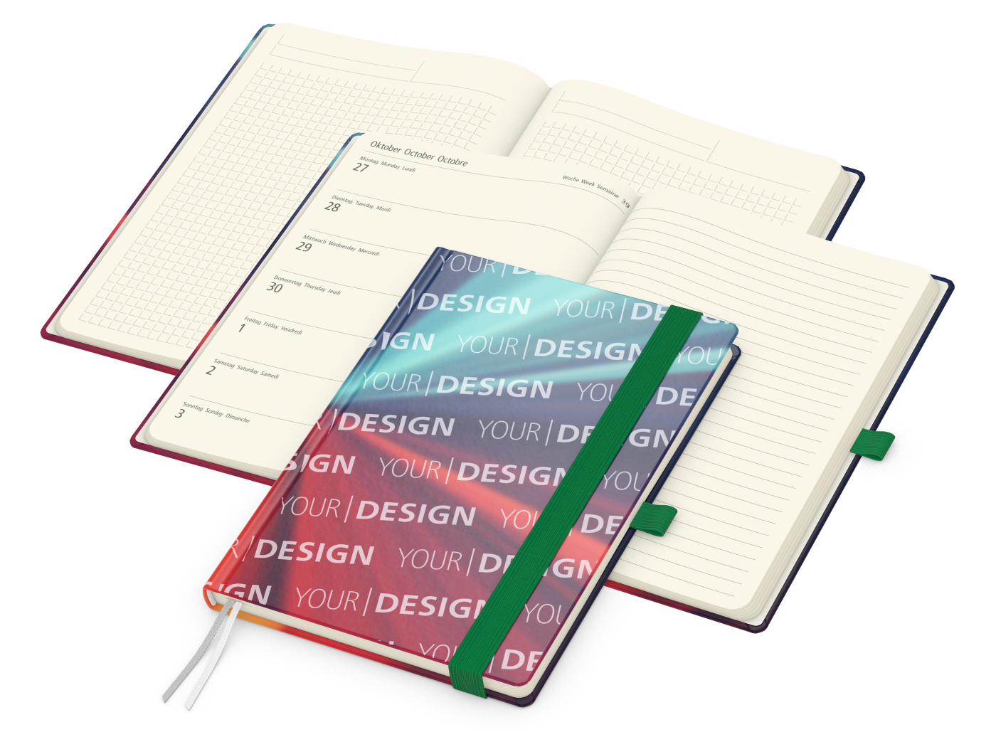 Wochenkalender links + Notizen rechts Match-Hybrid Papier-Hardcover A5, Einband-Material Papier matt