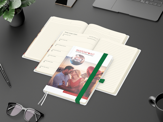 Wochenkalender links + Notizen rechts Match-Hybrid Papier-Hardcover A5, Einband-Material Papier matt