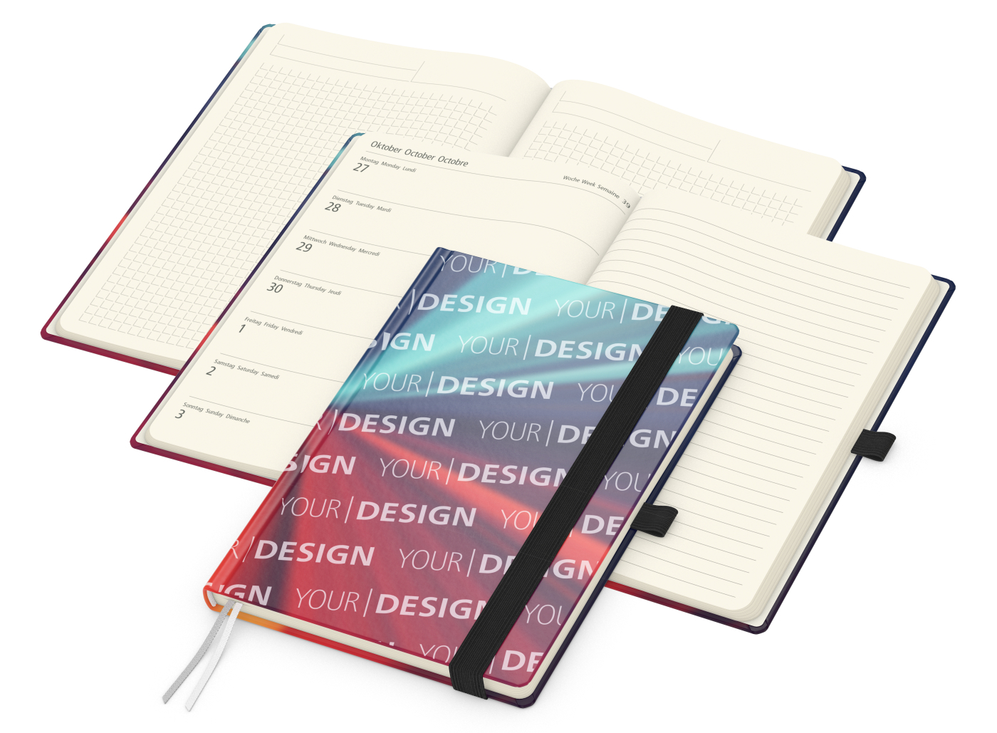 Wochenkalender links + Notizen rechts Match-Hybrid Papier-Hardcover A5, Einband-Material Papier matt