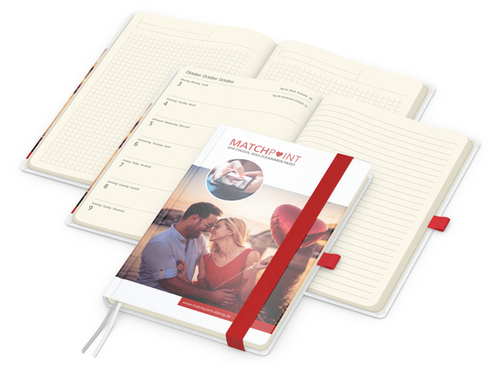 Wochenkalender links + Notizen rechts Match-Hybrid Papier-Hardcover A5, Einband-Material Papier matt