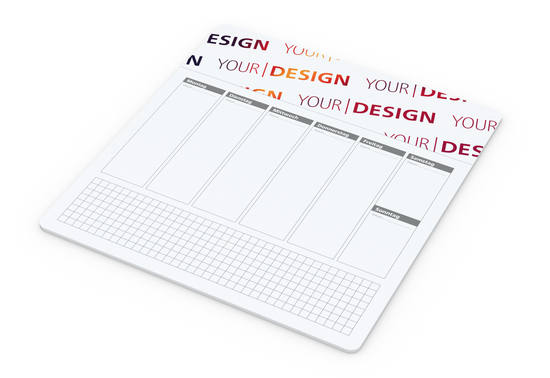 Haftnotiz-Mousepad Haftnotizblock extra groß, Haftzettel-Gestaltung Wochenplaner + Werbung am Kopf