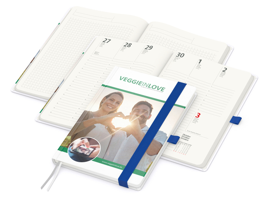 Wochenkalender vorne + Notizen hinten Match-Hybrid RECYCLING Papier-Hardcover A5, Einband-Material recyceltes Naturpapier