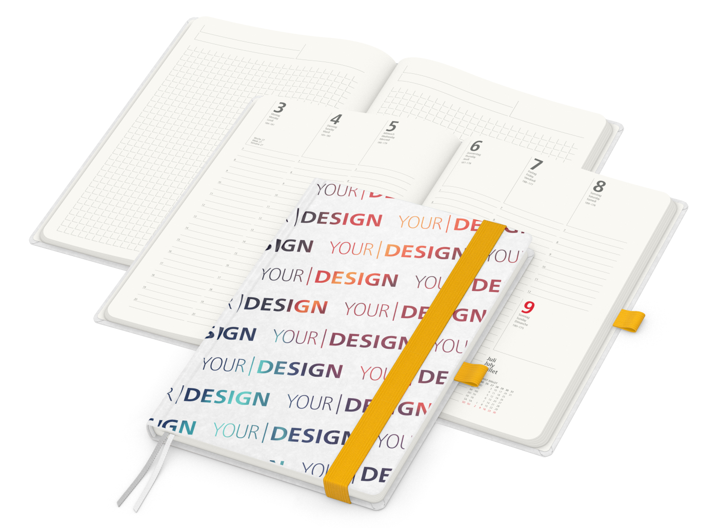 Wochenkalender vorne + Notizen hinten Match-Hybrid RECYCLING Papier-Hardcover A5, Einband-Material recyceltes Naturpapier