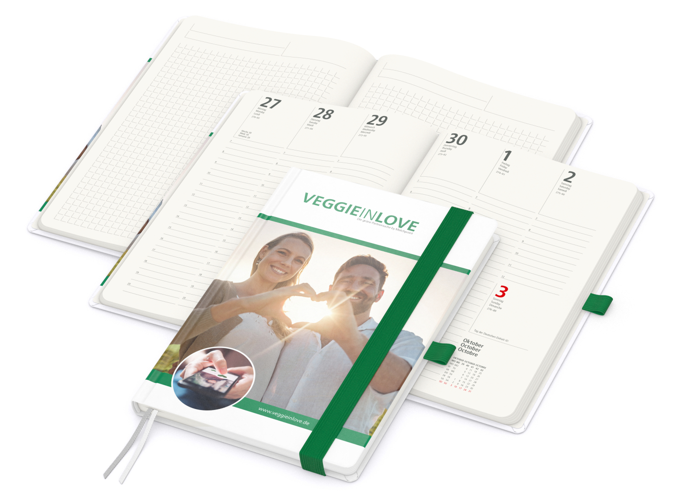 Wochenkalender vorne + Notizen hinten Match-Hybrid RECYCLING Papier-Hardcover A5, Einband-Material recyceltes Naturpapier